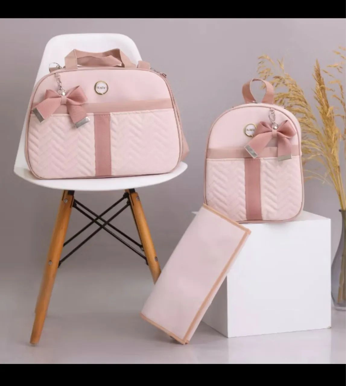 Kit de bolsas maternidade rosa - Foto 2