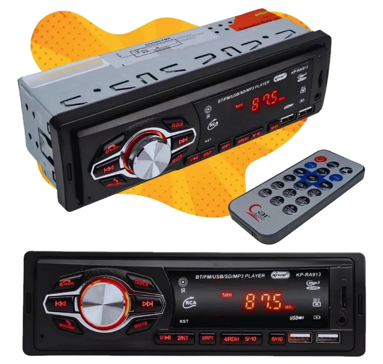 Aparelho Som Auto Microfone Usb Sd BLUETOOTH Display Led Universal Fm