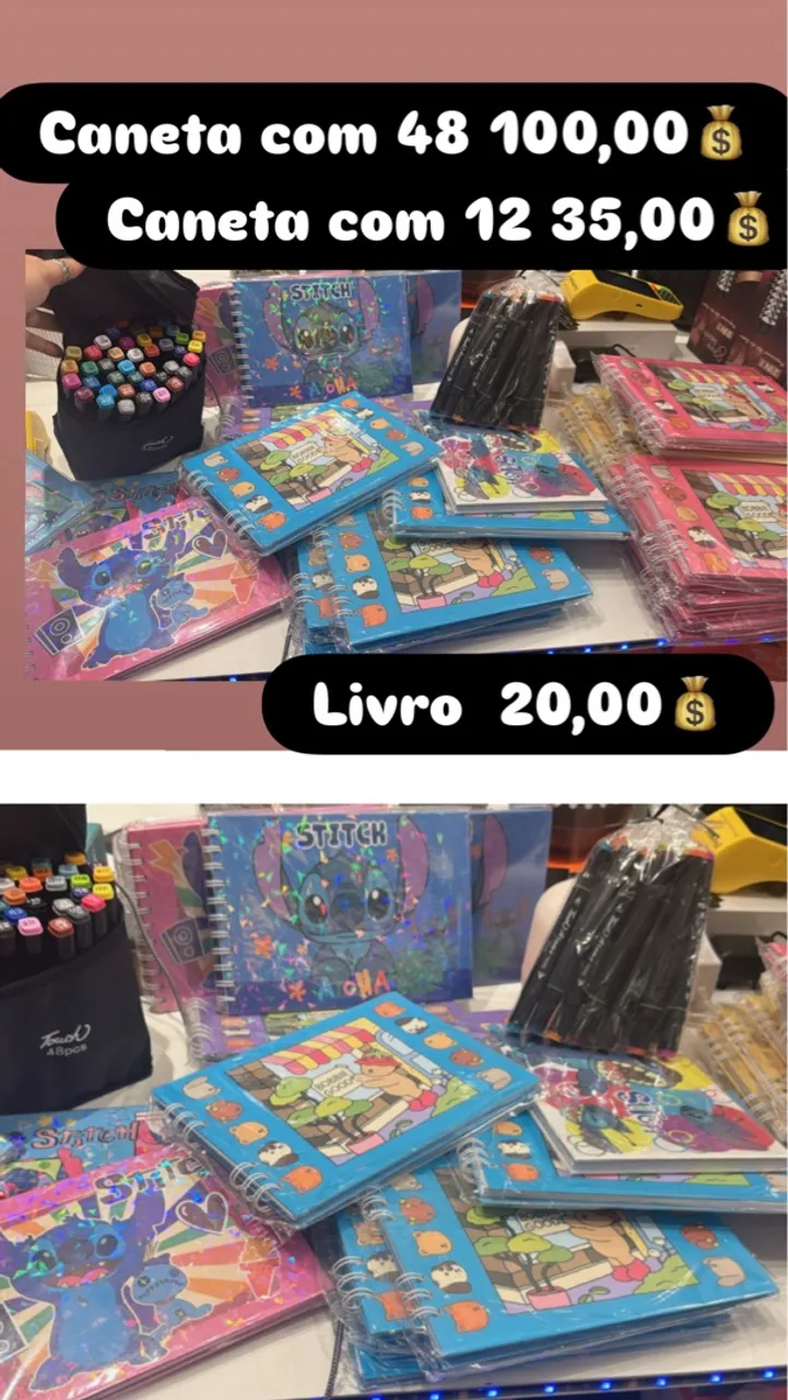 Kit Papelaria Stitch: Canetas e Cadernos livro bobbie goods