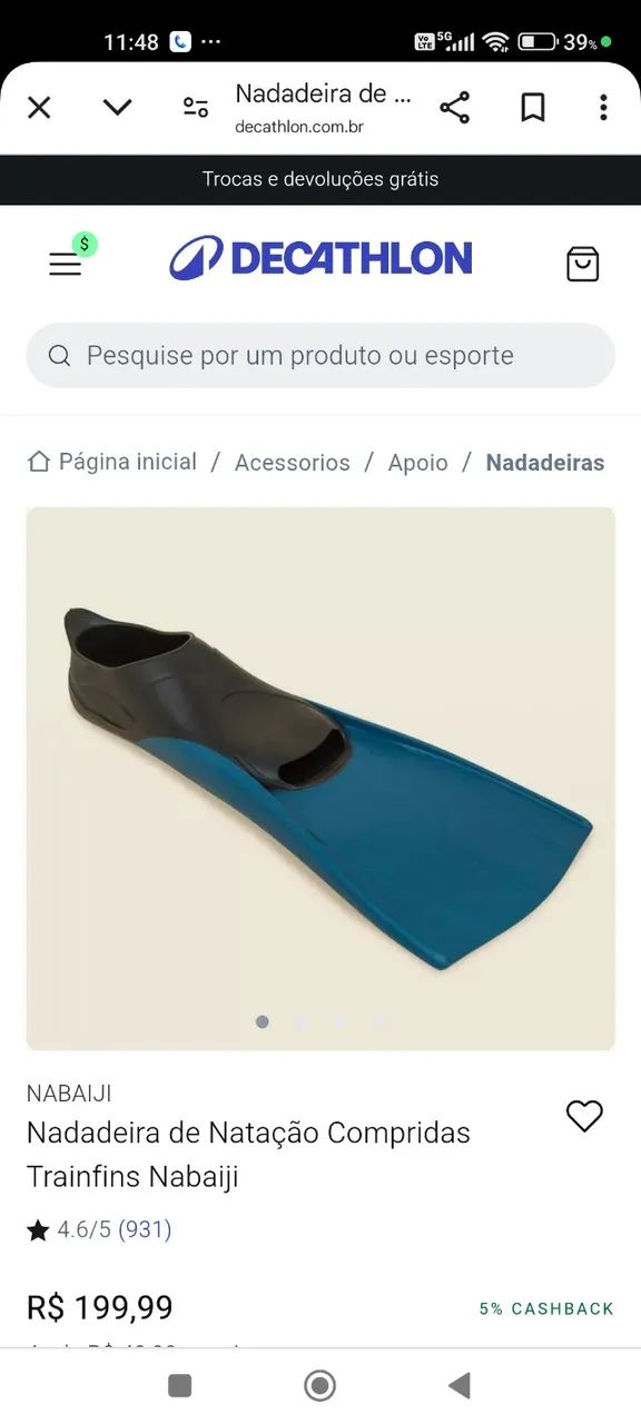 Nadadeira Pé de Pato - Foto 4