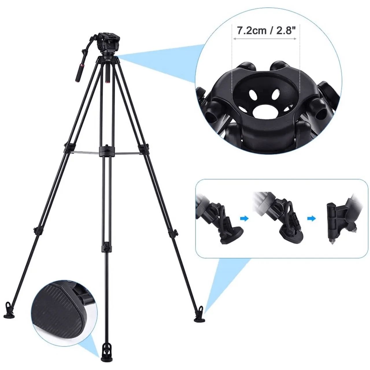 Tripé Profissional Kingjoy VT-3500 com Cabeça Hidráulica Fluida de 1.97m para 20kg - Foto 2