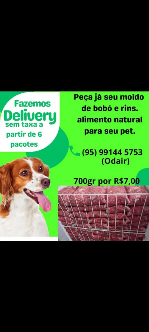 Ração Natural para Cães - Moído de Bobó e Rins