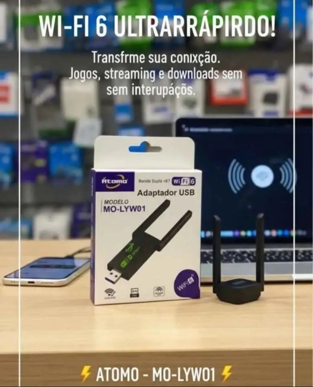 Adaptador USB Wi-Fi 6 ATOMO MO-LYW01