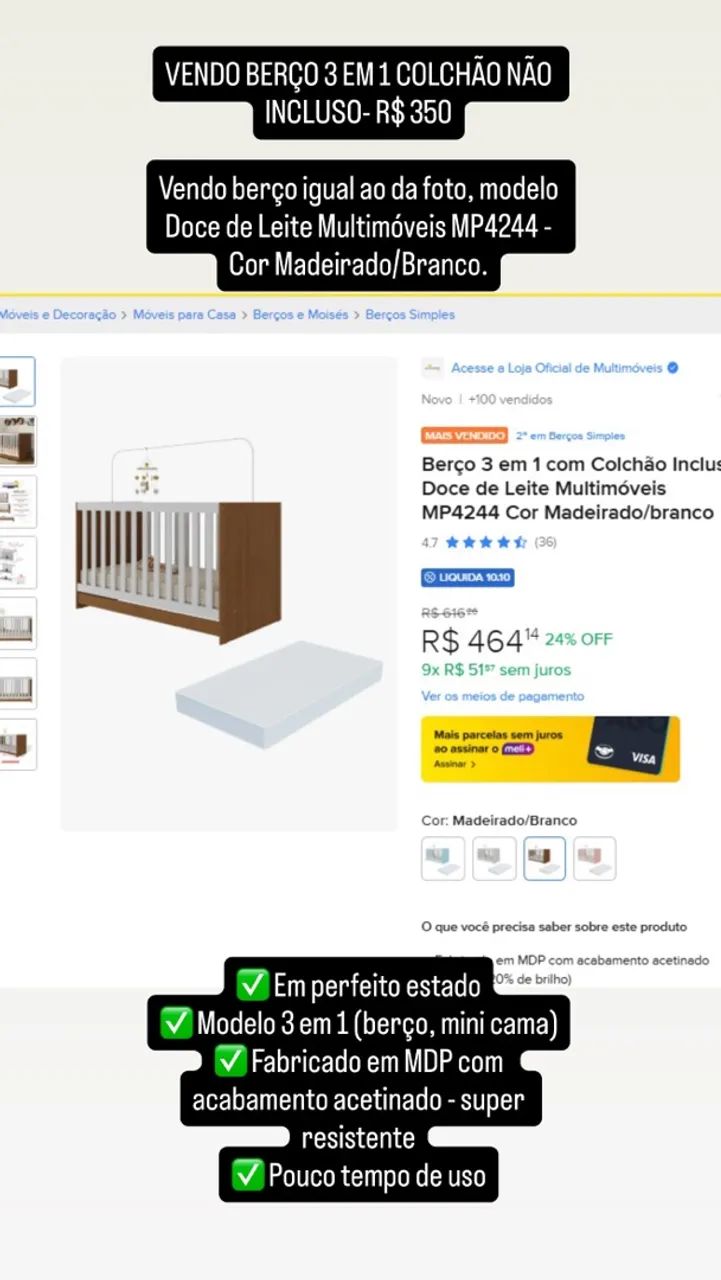 VENDO BERÇO 3 EM 1  - Foto 2