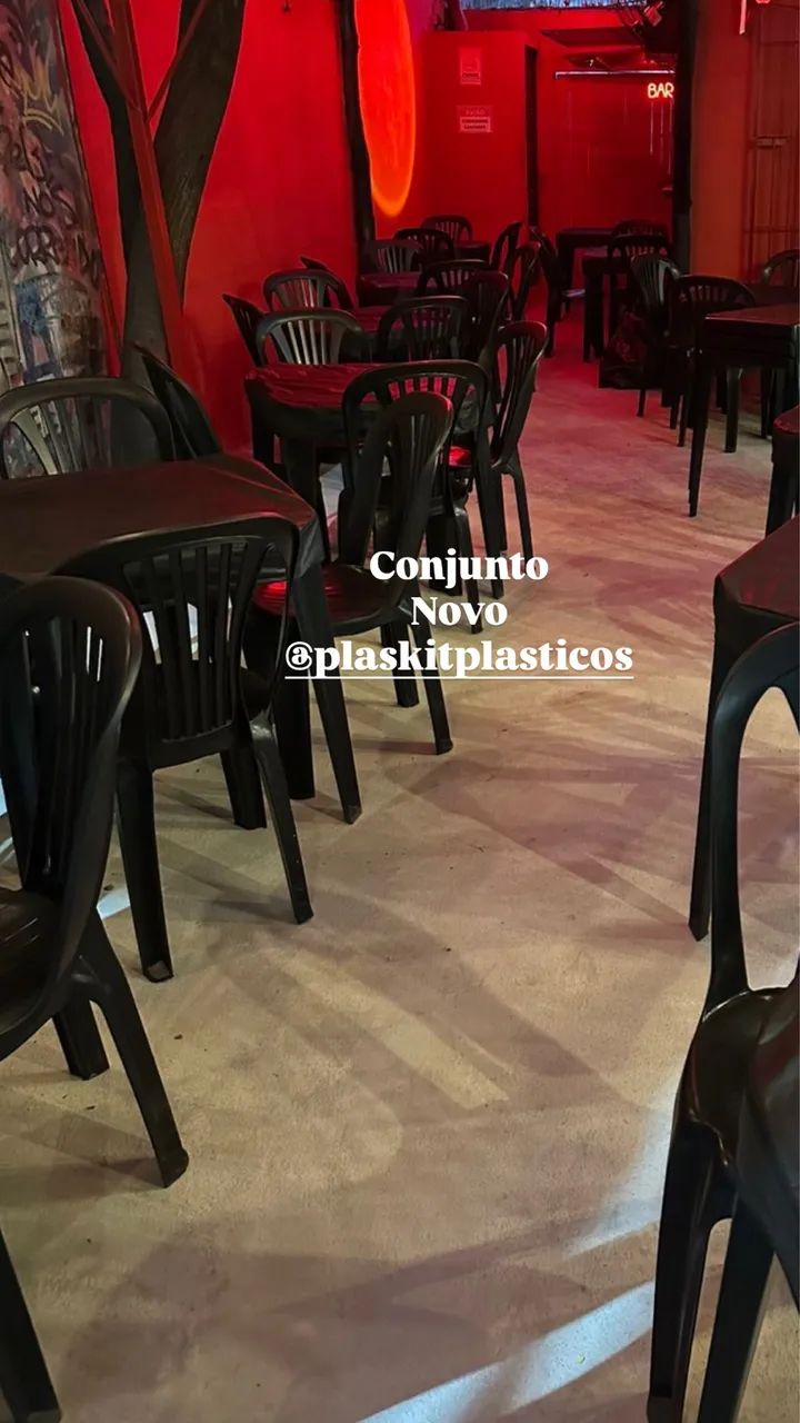 Conjunto | mesa quadrada de plástico + 4 cadeiras - Foto 2