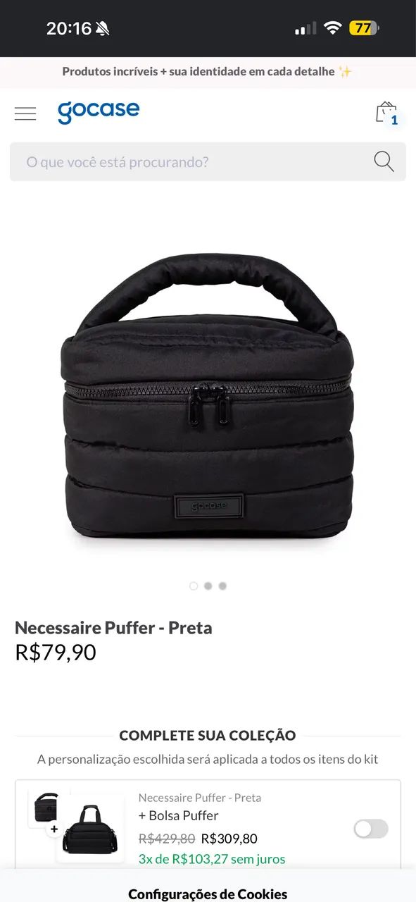 NECESSEIRE PUFFER GOCASE NOVA 