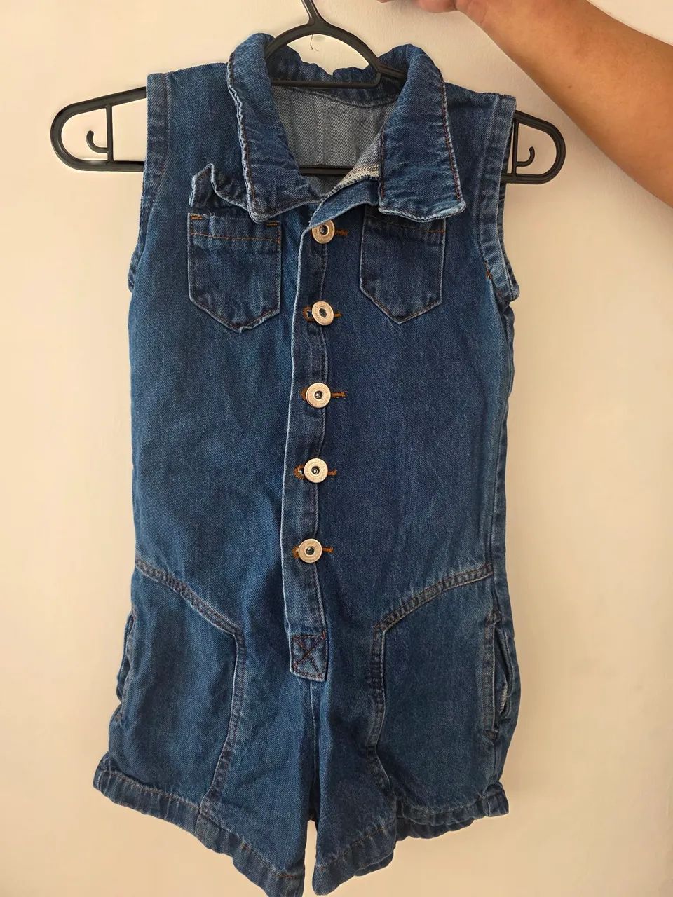 Macaquinho infantil jeans 
