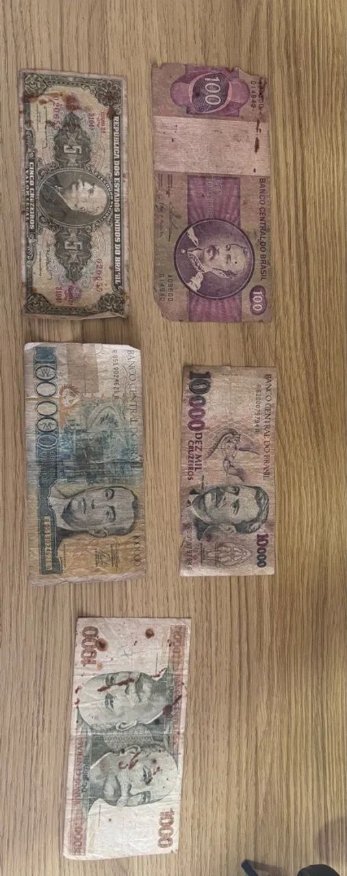 Lote Cédulas e Moedas Antigas do Brasil + Ficha e EUA (Coleção)