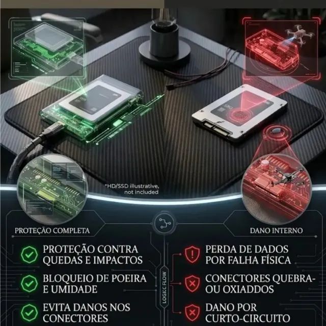 Kit 2 Cases USB 3.0 para HD Externo SATA 2.5" de Notebook - Foto 2