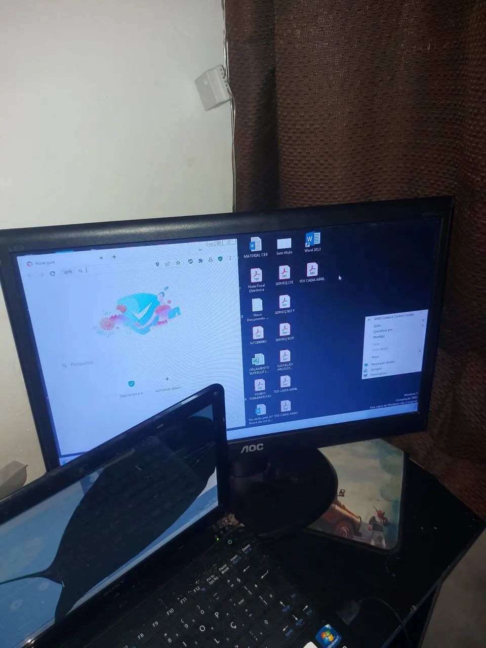 Notebook Sony vaio funcionando perfeitamente, ligado no monitor de 20 polegadas  - Foto 5