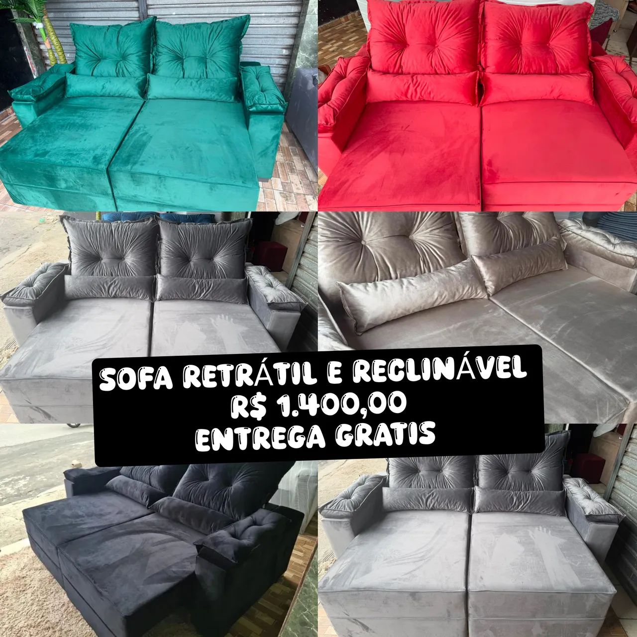 Promoção sofá retrátil/reclinável frete 100% gratis