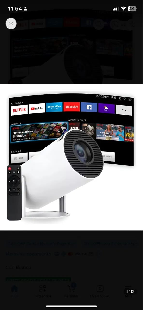 Projetor 4K HD Android 11.0 smart Wi-Fi 5G Bluetooth  - Foto 3