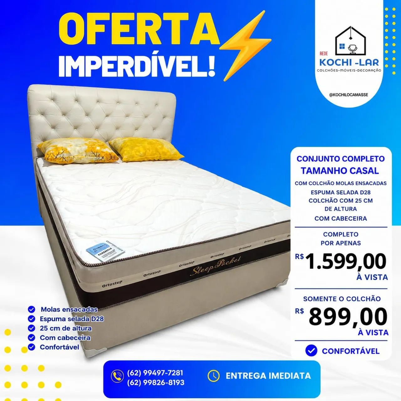 Cama casal com cabeceira entrega na sua casa