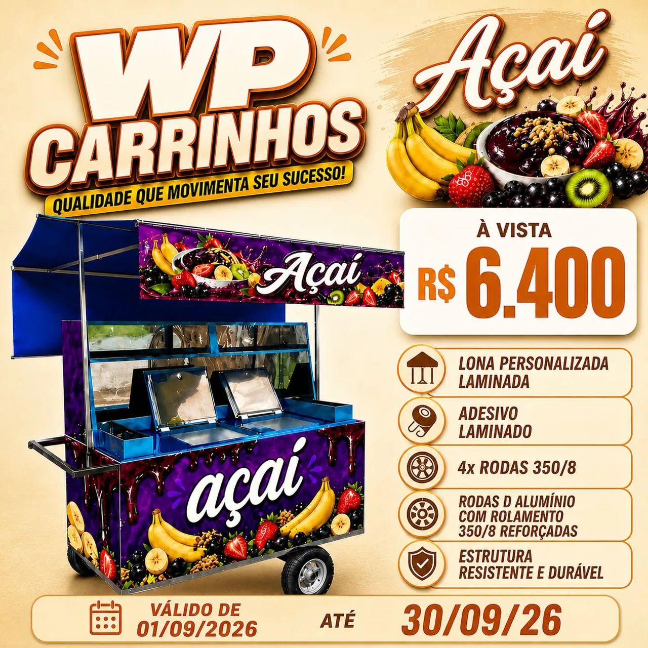 Carrinho de açaí com 2 geladeiras - Foto 4