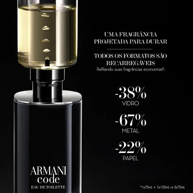 Perfume Armani Code Eau de Toilette 75ml Refilável Masculino