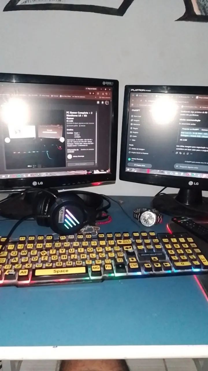 PC Gamer Completo + 2 Monitores LG + Kit Gamer - Foto 5