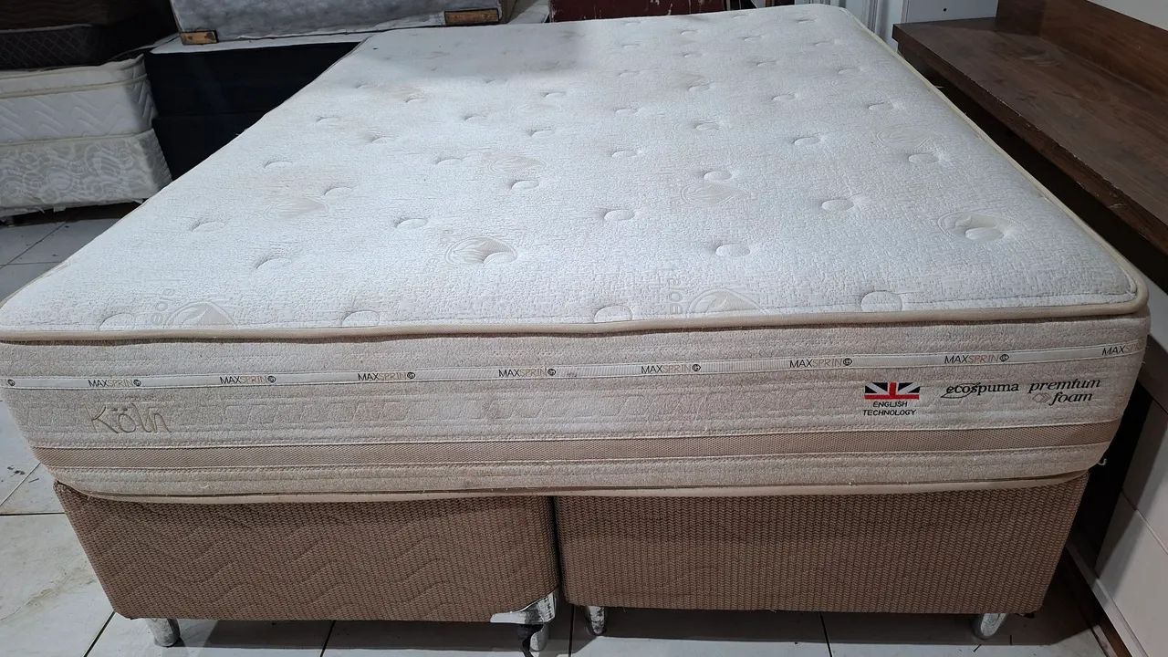 Cama box Queen size colchão herval molas ensacadas bambu  - Foto 2