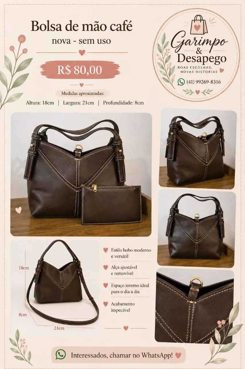 Bolsa de mão café nova