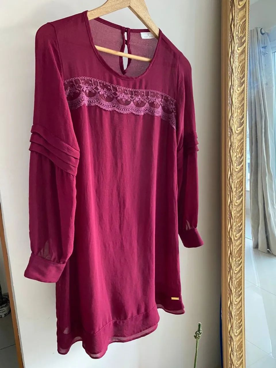Vestido vinho EVA Bella manga comprida 