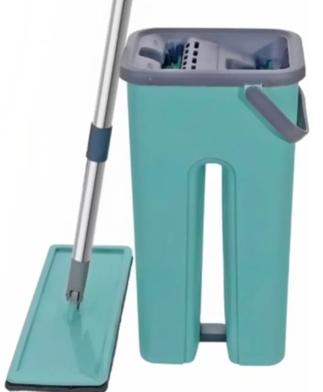 Rodo Mop Flat com 2 refis esfregão com balde