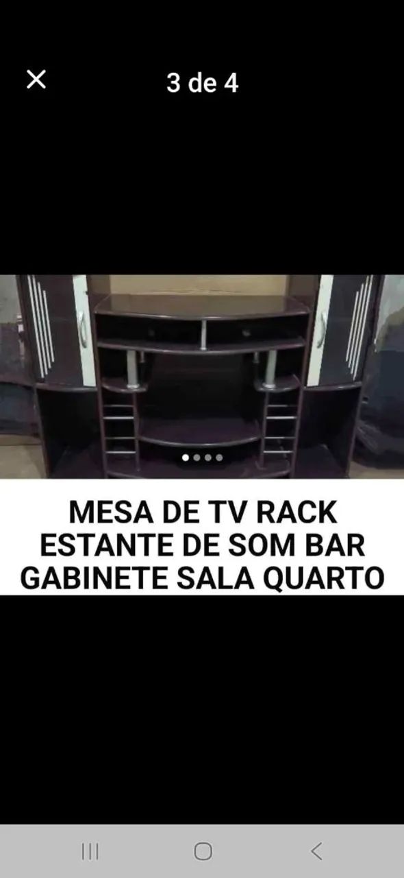 Rack e mesa de TV com portas em madeira mogno mogno - Foto 3