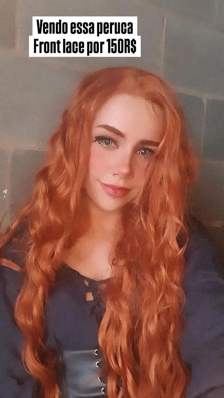 Peruca front lace Ruiva