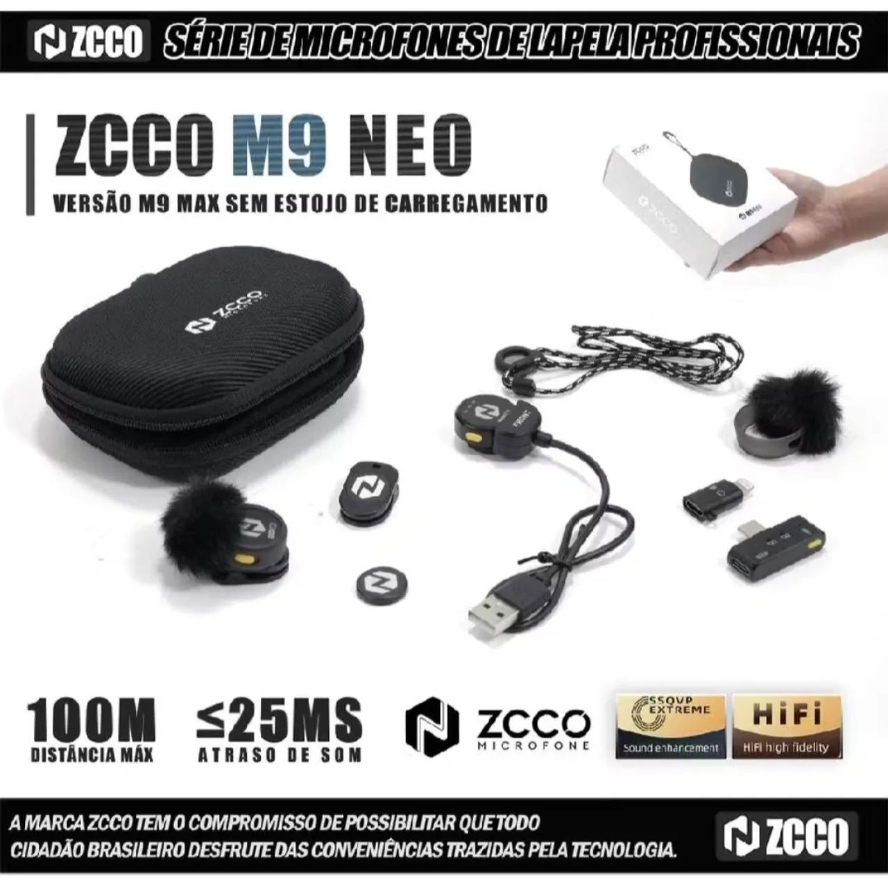 Zcco M9 neo microfone lapela novo 