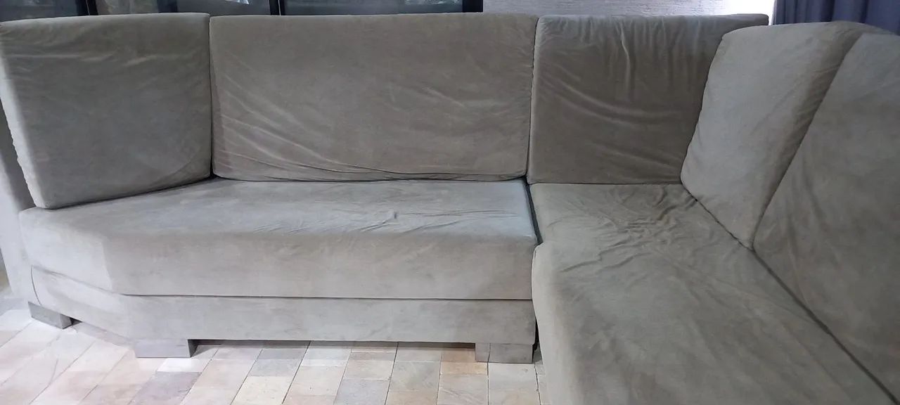 Sofa grande em L tecido veludo usado 1.700