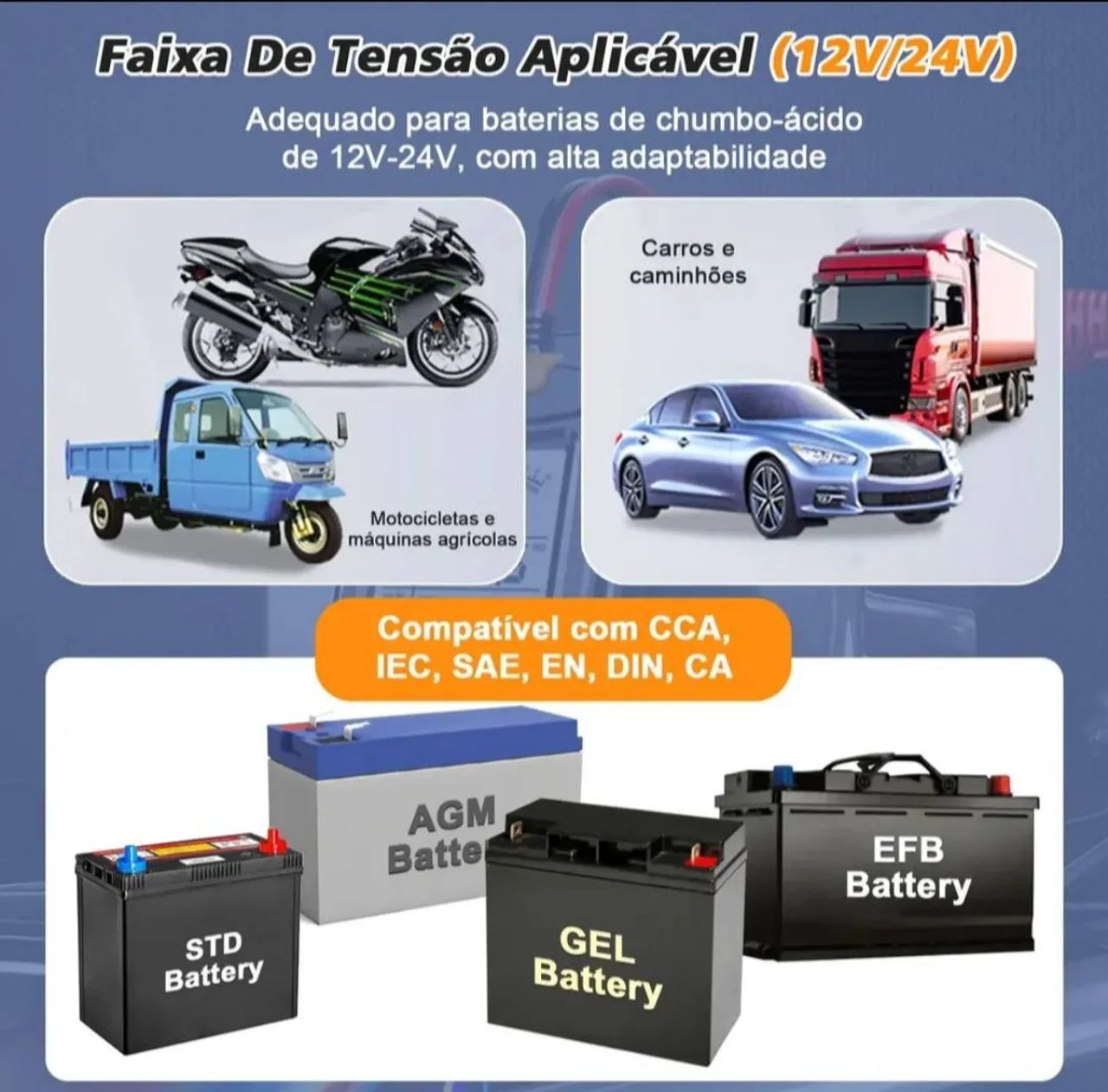 Teste e Analisador de Baterias 12v-24v Foxsur - Foto 5