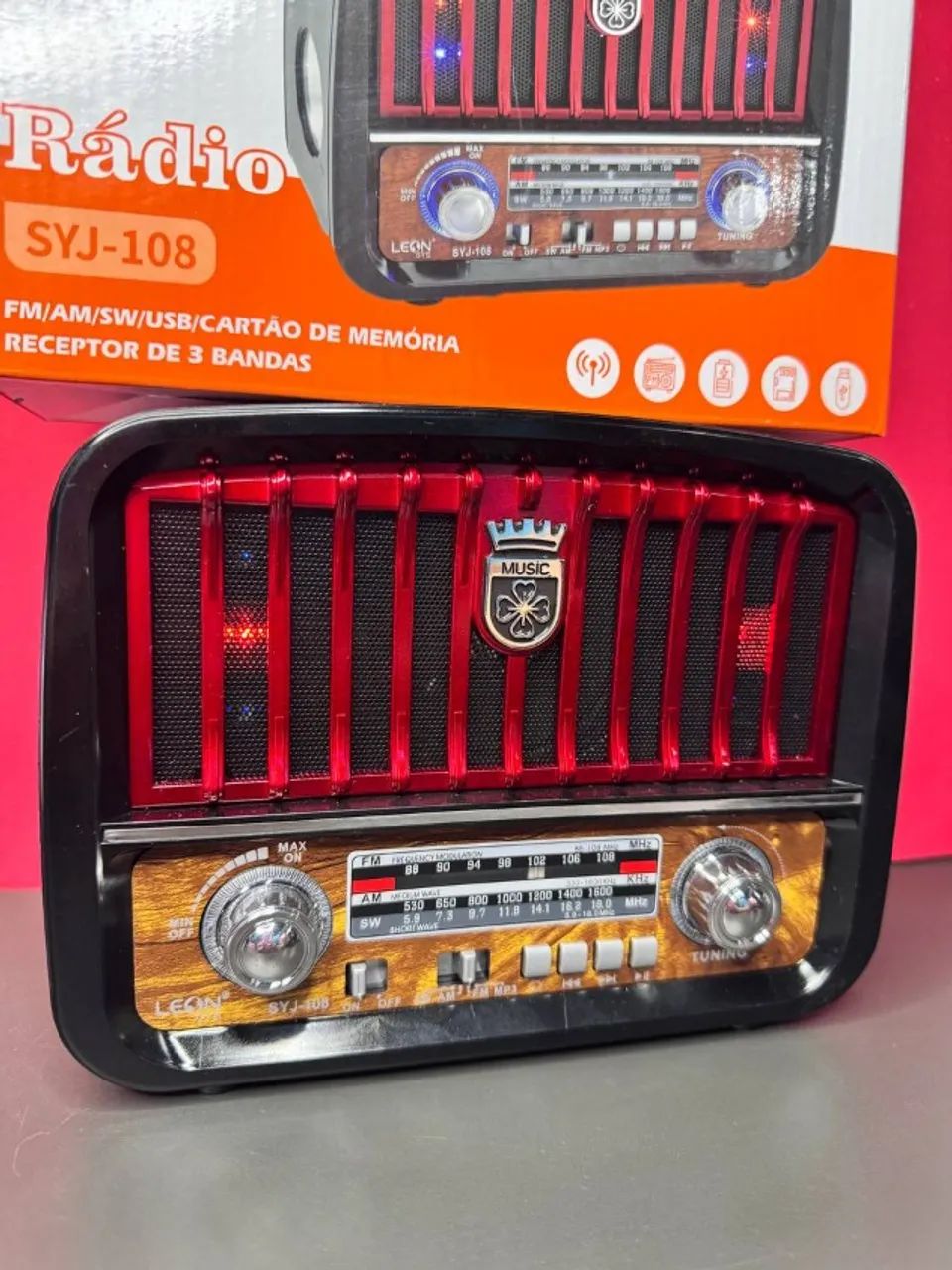 Rádio Retro Bluetooth Mp3 Fm/Am Usb Lanterna DIA DOS PAIS - Foto 3