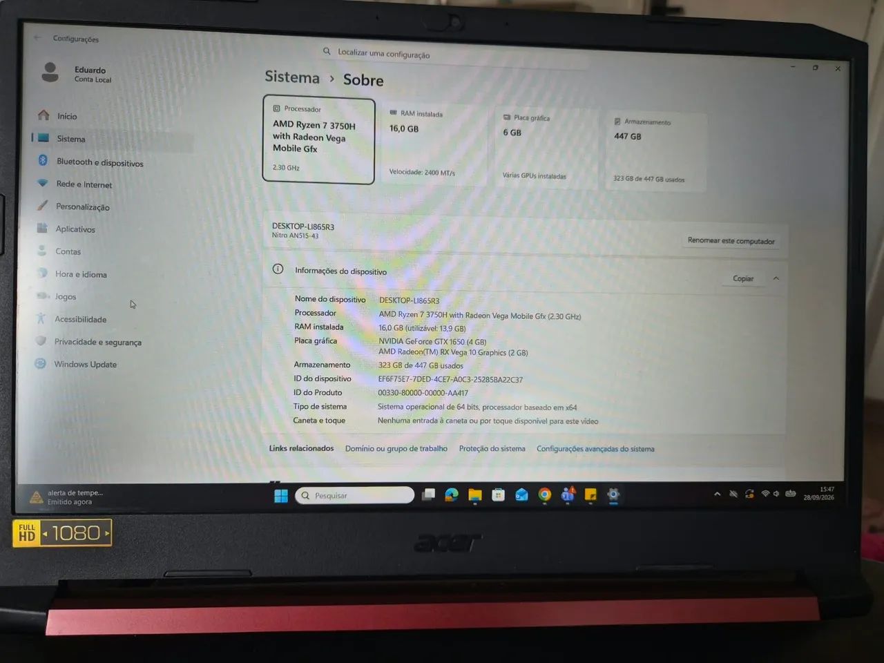 Notebook Acer Nitro 