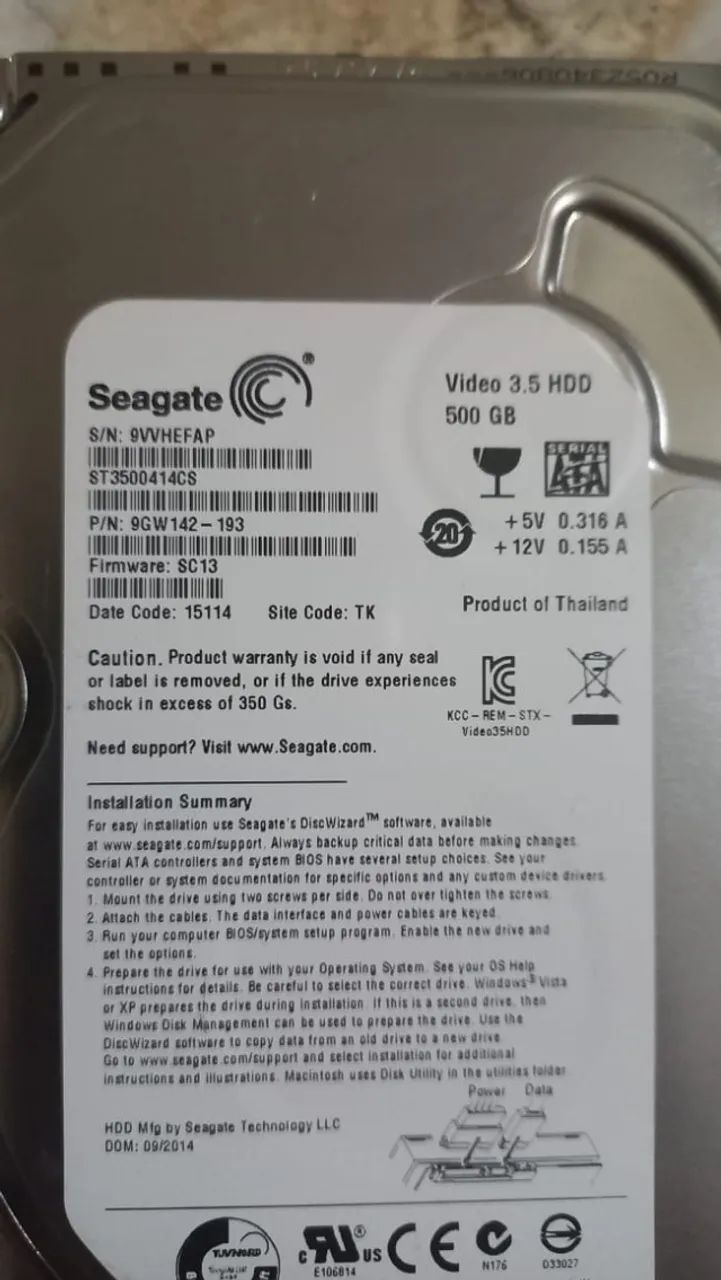 HD Seagate de 500GB
