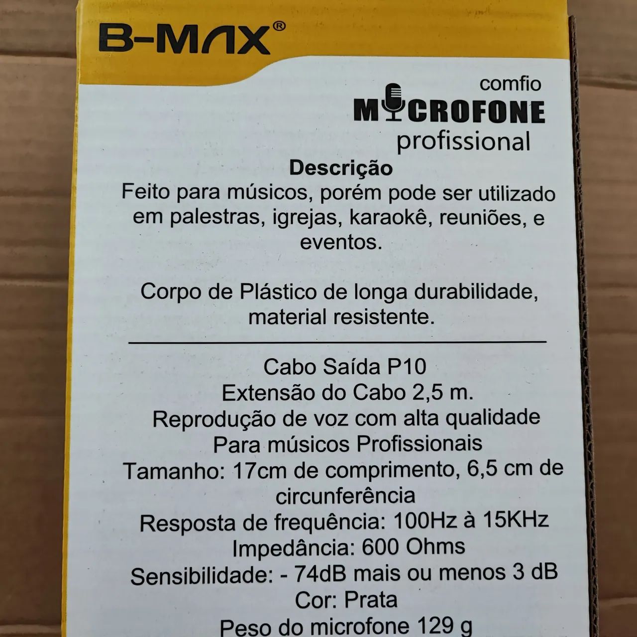 Microfone Com Fio Saída P10 Cabo 2.5 Metros  - Foto 3