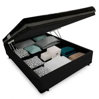 Colchão Casal Espuma D33 + Cama Box Baú Black - Foto 2