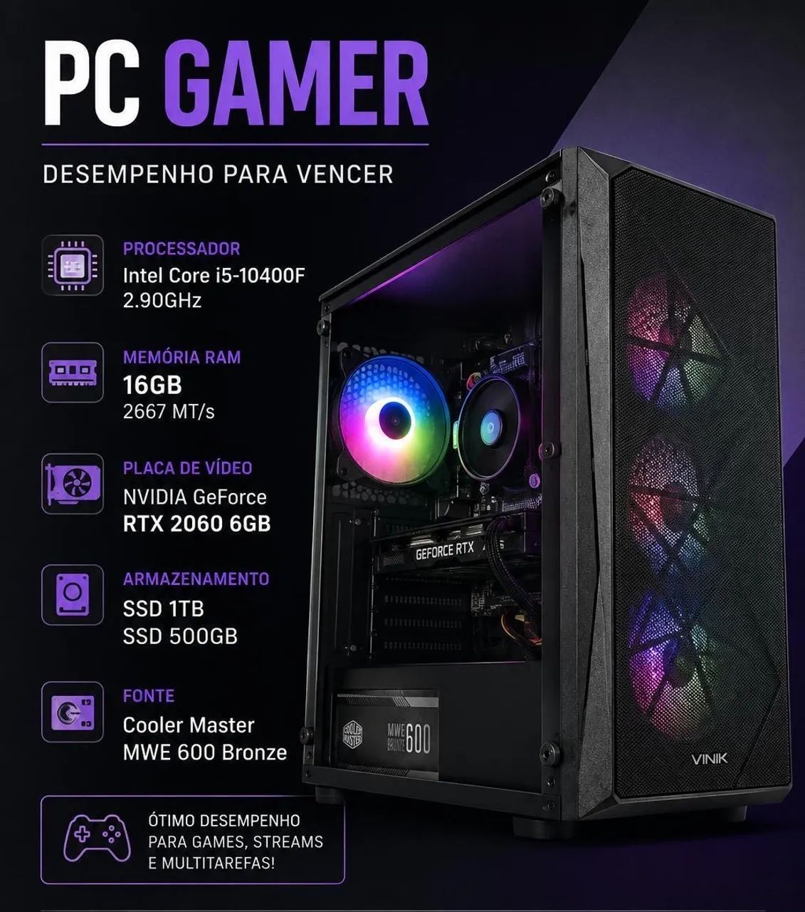 Pc Gamer RTX2060 + 16g de ram 15 10° - Foto 4