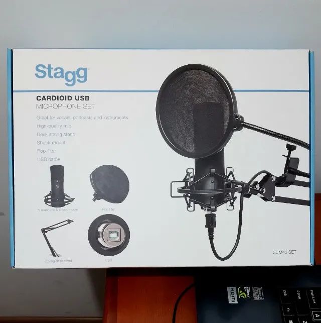 Microfone Condensador com Pedestal Suporte Filtro Cabo USB Live Reunião Gravação Musical - Foto 4