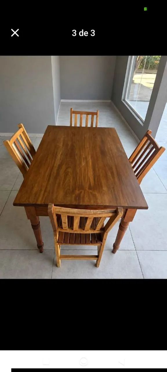 MESA DE MADEIRA C/ 4 CADEIRAS  - Foto 3