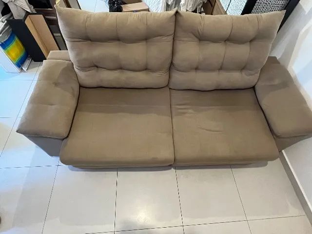 Sofá 3 Lugares Retrátil Reclinável Suede