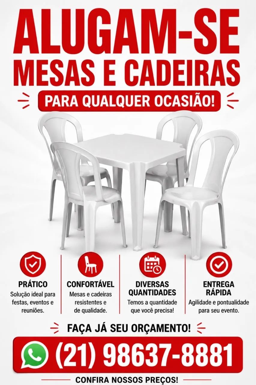 Alugo mesas e cadeiras
