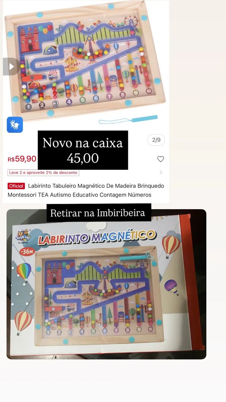 Labirinto tabuleiro magnético 