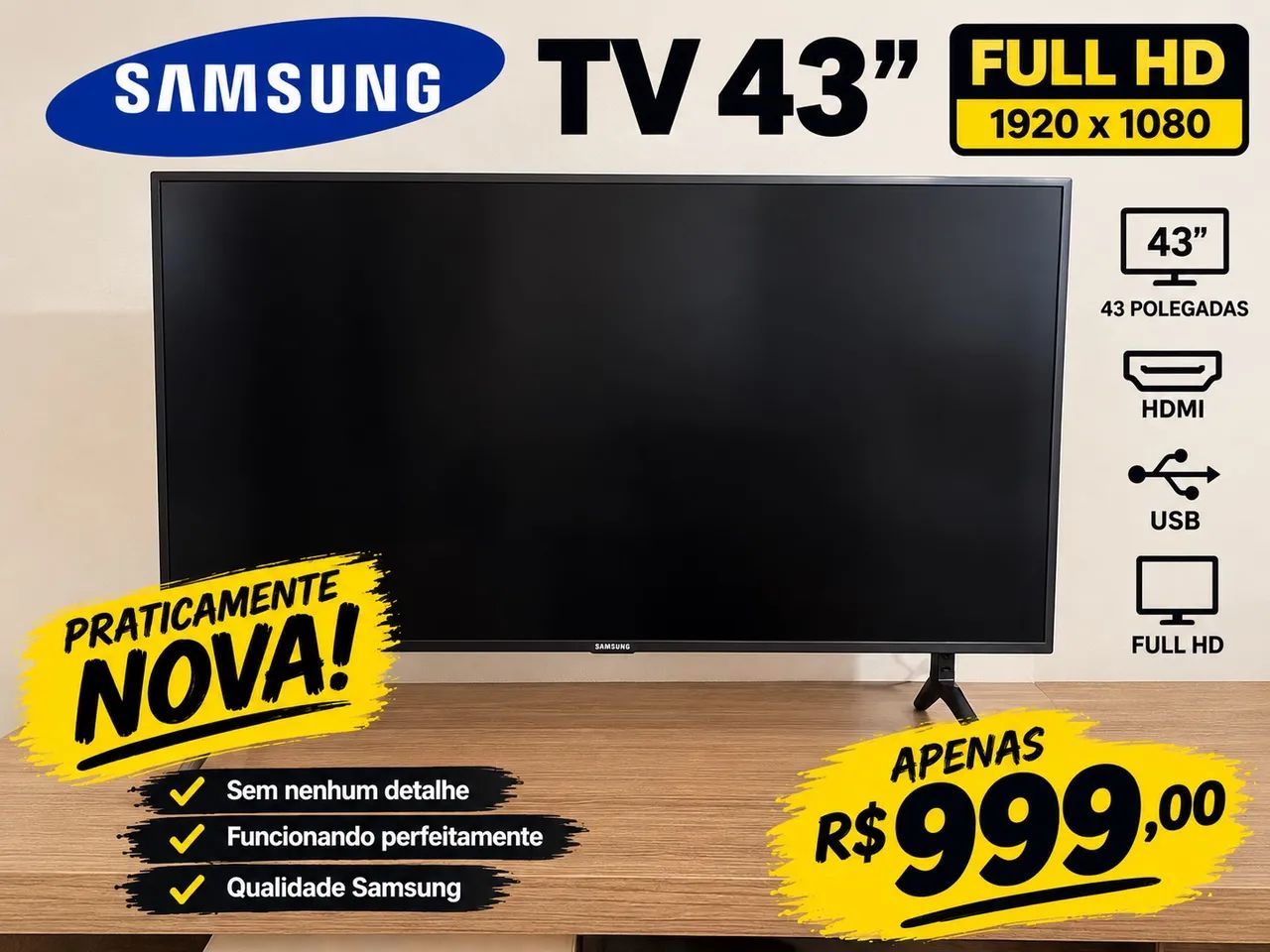 VENDO TV SAMSUNG 43? FULL HD!  IMPECÁVEL 