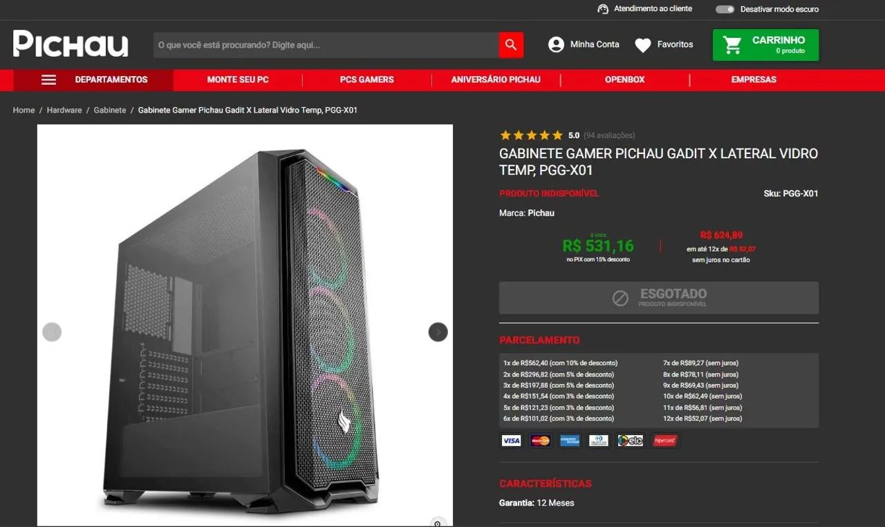 Gabinete Gamer Pichau Gaddit x - Foto 5