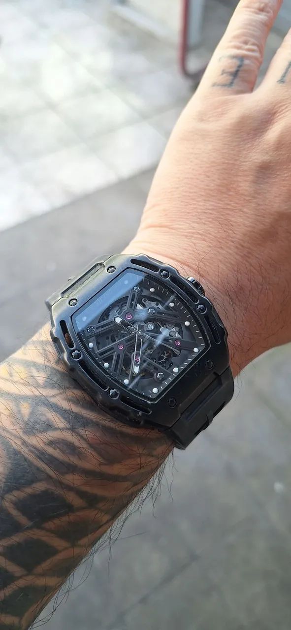 RELÓGIO AILANG AUTOMÁTICO SKELETON MASCULINO - PRETO - Foto 5