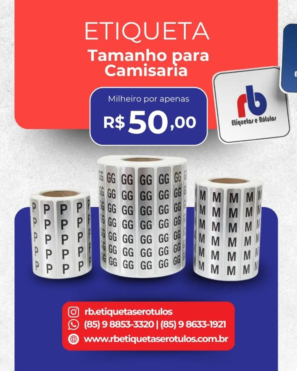 ADESIVOS DE TAMANHO PARA CAMISA