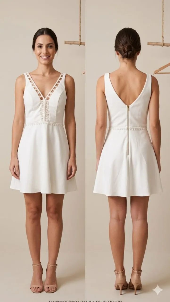 vestido bege bordado - Foto 4