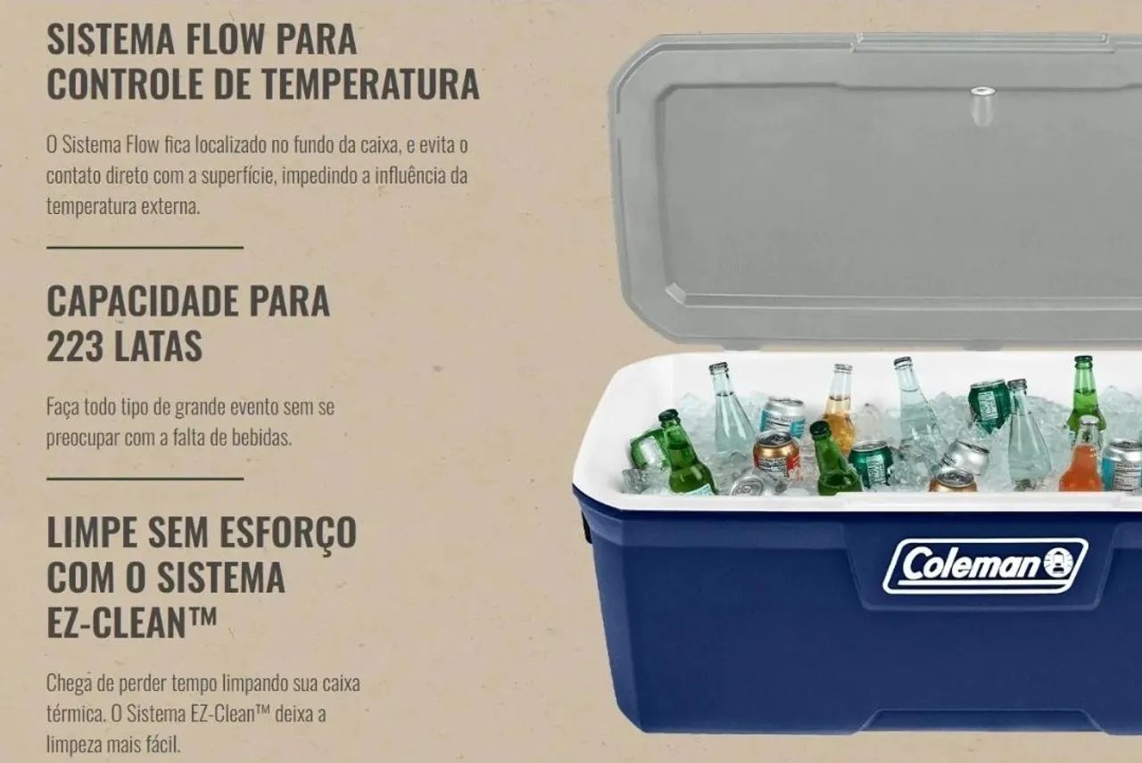 Caixa Térmica Coleman 142 Litros Semi Nova - Gigante | Ideal para