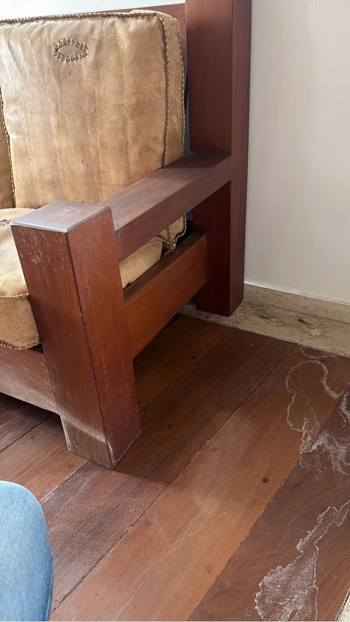 Conjunto de sofá de madeira maciça