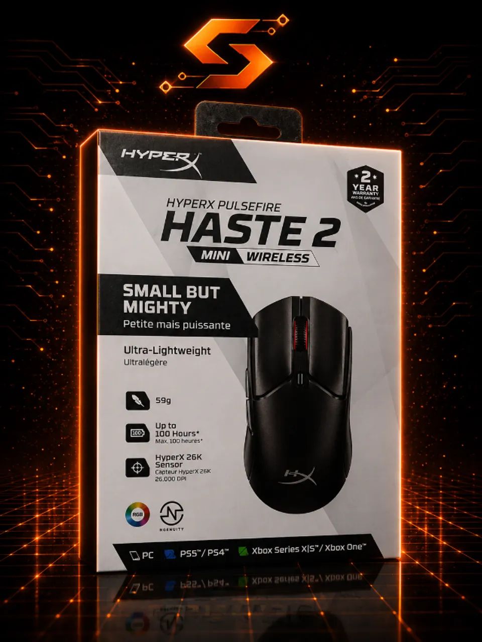 Mouse Gamer Sem Fio HyperX Pulsefire Haste 2 Mini - 2,4GHz/Bluetooth