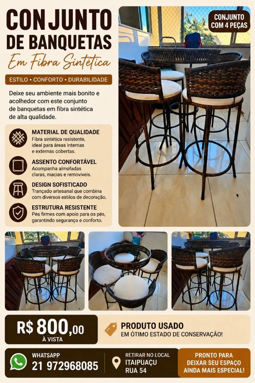 Mesa com 4 banquetas 