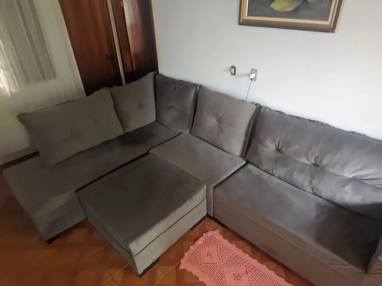 Sofá De Canto Com Puff 8 Lugares - Foto 4